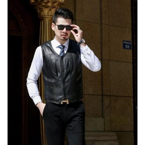 Men Leather Waistcoat Motorcycle Vest Coat 2021 Warm Autumn Sleeveless Jacket Velvet Solid Clothing Classic Velvet Biker Vest