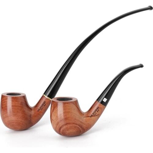 MUXIANG 10 Tools Kits 2 in 1 Wooden Rosewood Smoking Tobacco Pipes 9mm Filter With Two Acrylic Pipe Bends Friend Gift Box Set