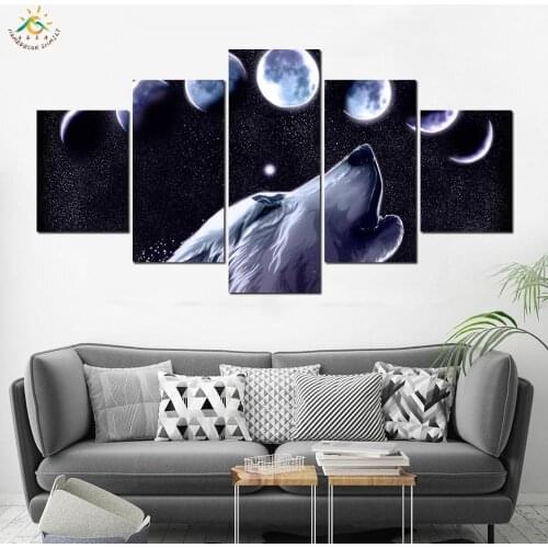 Night Wolf Under Moon Eclipse Modular Pictures Modern Home Wall Art Picture Posters and Prints Canvas Art for Living Room