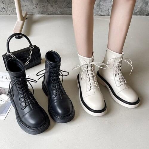 YSHUNIJ 2021 New Black Joker British Style Boots Ins Thin Shoes Spring and Autumn Single Boots Martin Womens Boots