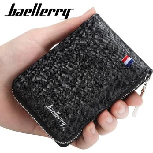 New fashion zipper Mens Wallet small short Credit Card Holder for male vintage mini man purse with coin pocket