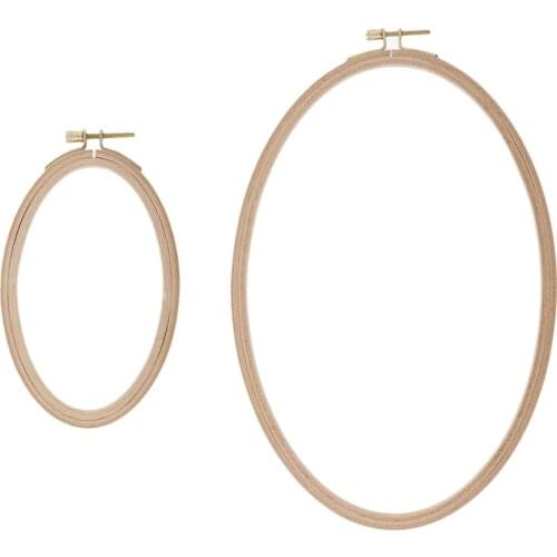 Embroidery Hoops Beech Wooden Cross Stitch Hoop Oval Wood Hoops for Sewing Frame Craft