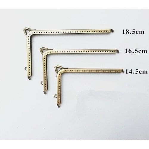Wholesale 10PCS 14.5-16.5-18.5cm L shape Right angle metal purse frame DIY Kiss Lock bag Accessories Bronze