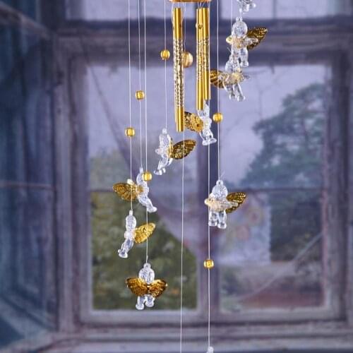 Wind Chimes Angel Hanging Ornaments Decorative Pendants Home Decorations for Living Room Bedroom Golden/Silver
