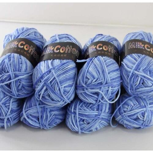Sale 8ballsx50g Soft Cotton Baby Yarn New Hand-dyed Wool Socks Scarf Knitting Indigo 2075-04-8