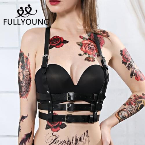 Fullyoung Sexy Leather Harness Bondage Belt Body Erotic For Bra Womens Strape Garters Thigh Wiring Porno Fetish Adjustable Top