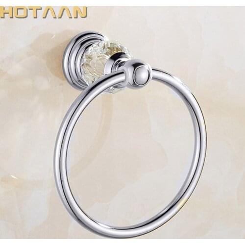 Luxury Crystal Towel Holder Chrome Towel Ring Round Wall Mounted Towel Rack Bar Holder Classic Bathroom Accessories YT-12891-C