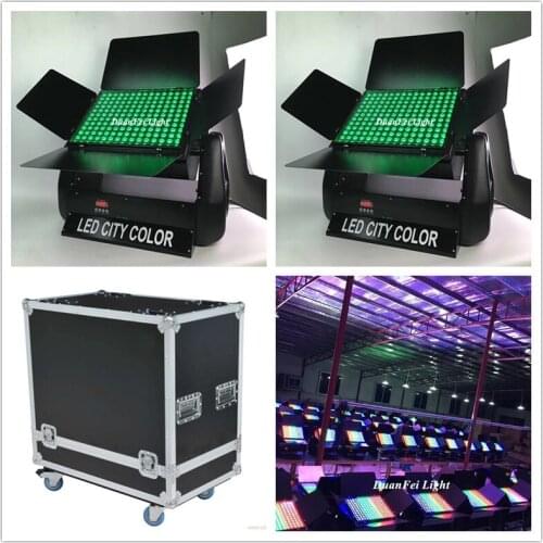 With flycase 4pcs 180x9w led city color light outdoor led dmx rgb wall wash spotlight ip65 waterproof city lighting