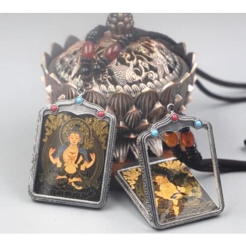 Tibetan Kaiguang silver Jewelry Necklace Pendant 12 Chinese Zodiac Dharma protector eight Dharma protectors