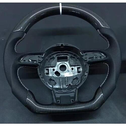 Cuatomized D-Shape Carbon Fiber Sports Steering Wheel Perforated Leather compatible for Audi A5 2017-2021