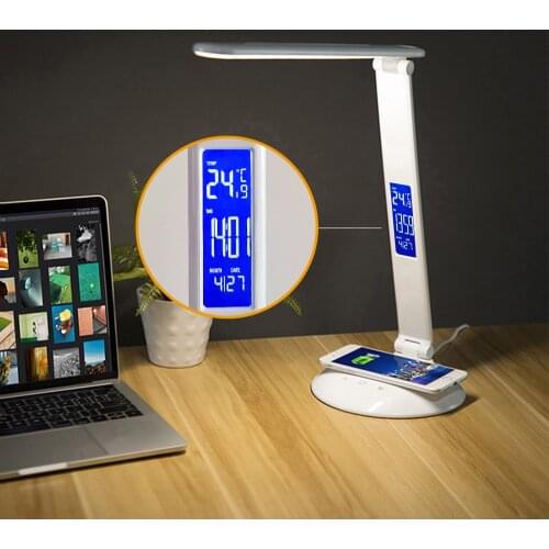 LED Desk Lamp with Wireless Charger, USB Charging Port, Desk Lighting with 3 Brightness Level, 3 Lighting Modes, Dimmable Eye-Ca
