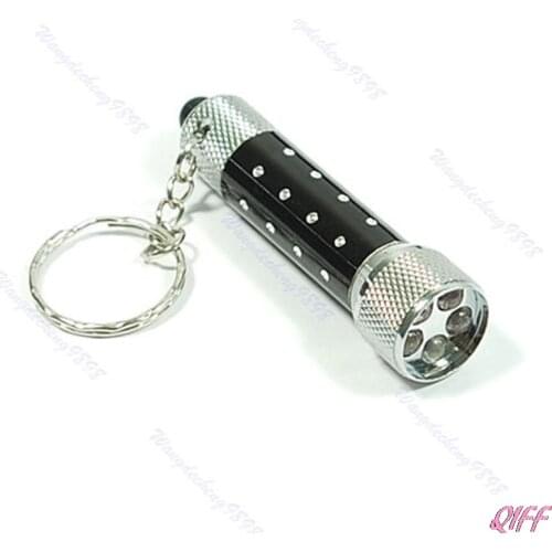 Ultra bright Mini 5 LED Flashlight Torch Key Chain Key Ring Keychain Black