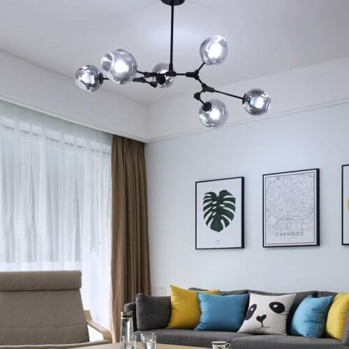 Branch glass chandeliers transparent color / smoke gray / amber / cognac color / plating gray / glass hanging lights AC110-240V