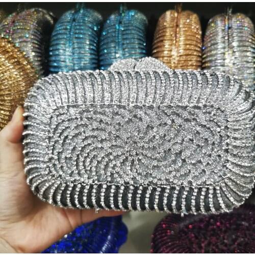 Xiyuan purse store Elegant Women Flower Clutch Silver Evening Purses and Handbags Wedding Rhinestone Handbags Bridal Party Bags