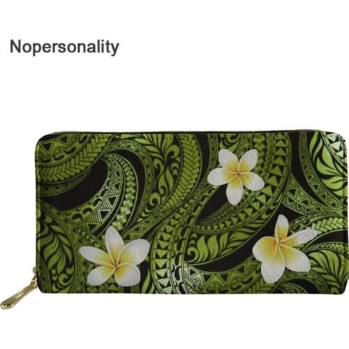 Nopersonality Polynesian Flowers Print Women PU Purse Luxury Party Clutch Wallets for Ladies Girls Leisure Travel Wallet Gift