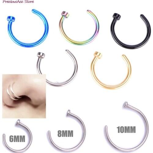 1Pc Jewelry For Women Gold New Body Jewelry Fake Piercing Medical Nostril Titanium Nose Hoop NoAse Rings on nose Piercing
