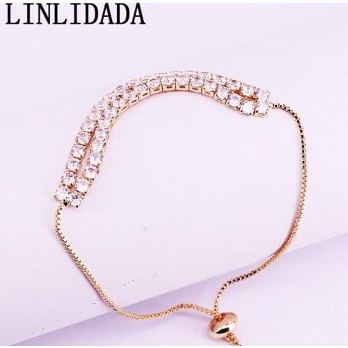 10Pcs Fashion Charm Bracelets Women Delicate Adjust Clear Color Cz Tennis Chain Fashion Bracelet