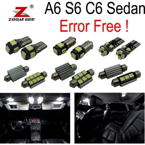 17pc x 100% Canbus Error Free LED Interior Dome Map Reading Light bulb Kit for Audi A6 S6 RS6 C6 Sedan (2005-2011)