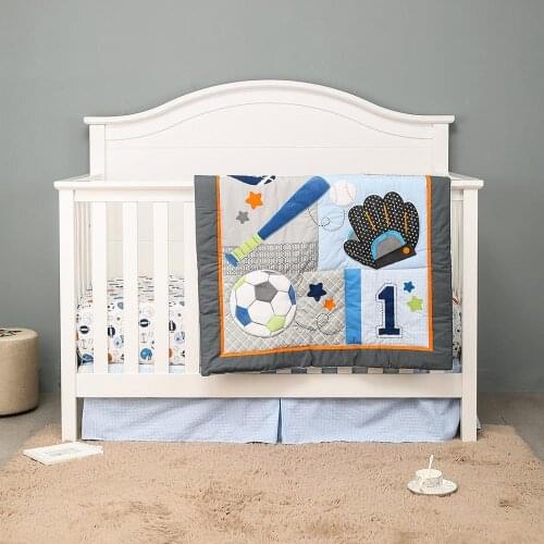 3pcs Sport Baby Kit Crib Cot Nursery Bedding Sets set de cuna para bebe Comforter Sheet Dust Ruffle