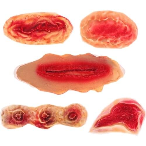 3D Simulation Scar Fake Scars Wound Latex Paste Halloween Decoration Tattoos Fake Scab Bloody Makeup Scary Sticker