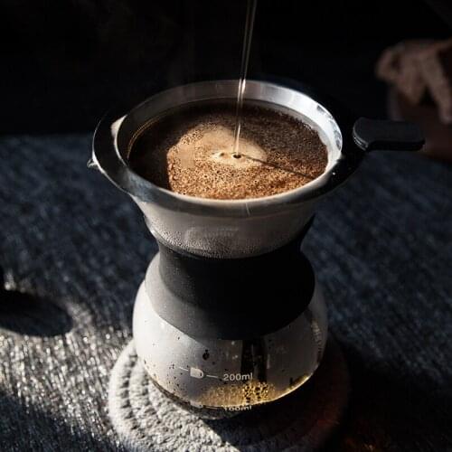 400ml Glass Coffee Kettle with Stainless Steel Filter Drip Brewing Hot Brewer Coffee Pot Dripper Barista Pour Over Coffee Maker