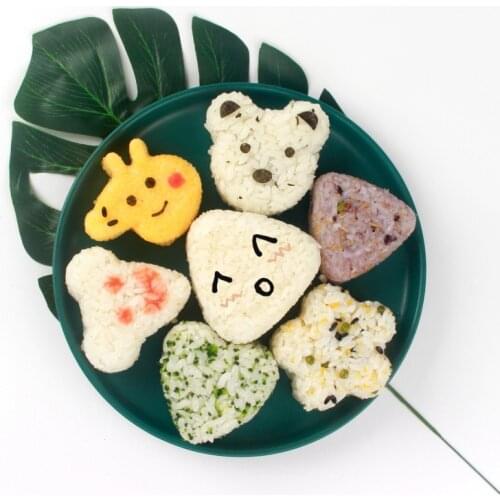 8pcs Sushi Mold Case Box Rice Mold Cartoon Cat Pattern Sushi Bento Nori Kitchen Rice Decor Kits Kitchen Tools for Baby Kids