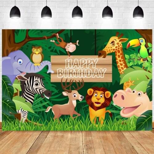 African Jungle Animal Safari Photography Backdrop Kids Birthday Party Baby Shower Photo Background Studio Prop Decoration