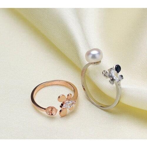 Butterfly Ring Mountings Base Findings Accessories Jewelry Mounts Settings Parts for Akoya Edison Pearls Crystal Jade Coral