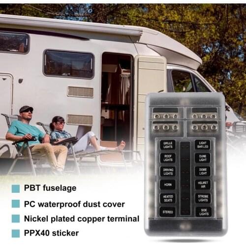 Fuse Block with Negative Terminal Flame Resistant Professional LED Waterpoof Block Fuse Box for Car