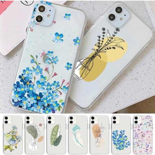 Artistic Line Plant Phone Case For iPhone 11 12 Pro Max 7 8 Plus X XR XS Max 12 Mini 6S 6Plus 5 5S SE 2020 Clear Soft TPU Cover