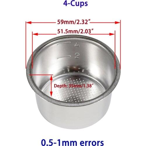 51mm 4-cups Coffee machine Filter Basket Non-Pressure for household coffee maker Kitchen accessories coffee machine parts