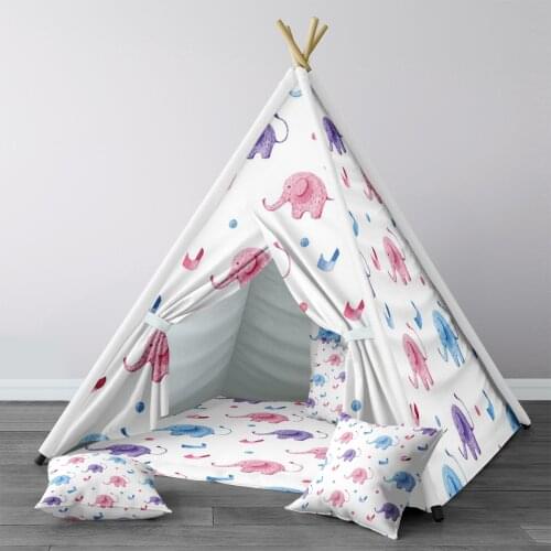 Play Tent for Kids Wigwam Portable Indoor Playground Tents Children Bedrooms Colorful Little Elephant Model 1422