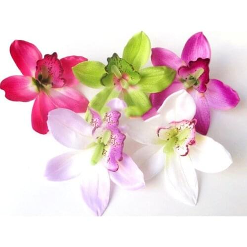 Artificial flowers head Cymbidium orchid simulation silk flower decoration flower head DIY 10CM
