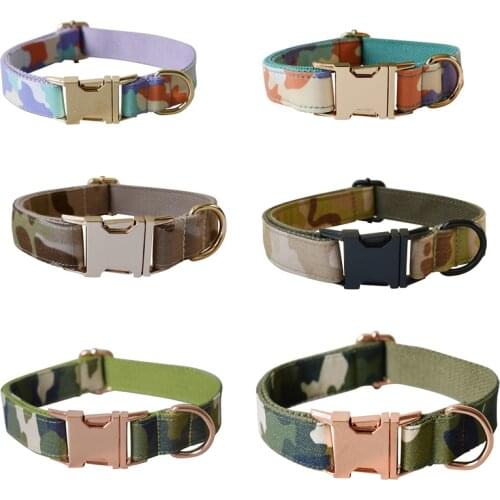 Camouflage Dog Collar Personalized Luxury Designer Engraved Pet Name Retailing Special Handmade Soft collares para perros