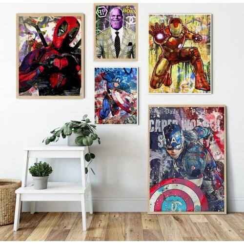 Marvel Comics Superhero Captain America Iron Man Canvas Painting Prints Home Decor Living Room Bedroom Color Poster Decoration