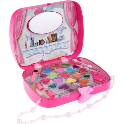 Little Fairy Princess Makeup and Cosmetic Palette with Brush Handbag Rose Red, Washable Toys Gifts Set for Children