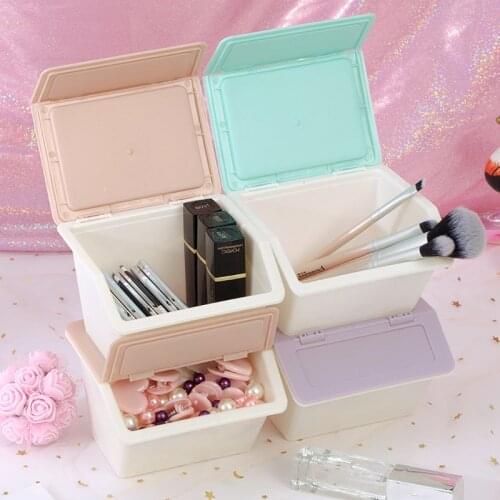 Multifunctional Cute Plastic Storage Box for Cosmetics Lipstick Makeup Brush Stationery Earphone Small Sundries Container Case