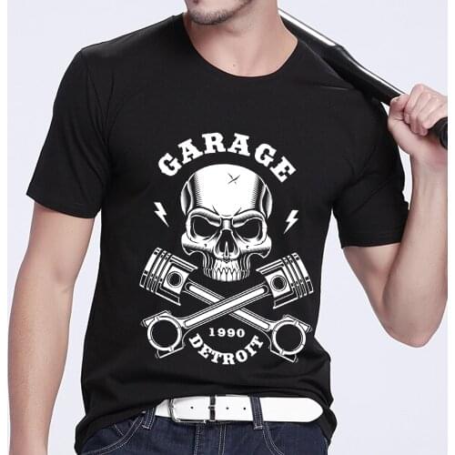 Mans Tshirt Gothic Style Skulls Pattern Tee Shirt Summer Vogue Black Printing Short-sleeved Tops Tee Dropshipping Male Clothing