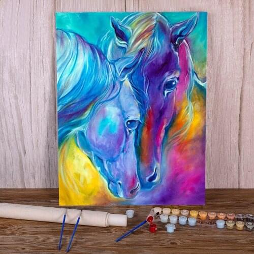 Horse Landscape Animal Paint By Numbers Complete Kit Acrylic Paints 50*70 Canvas Painting Paintings For Children Art