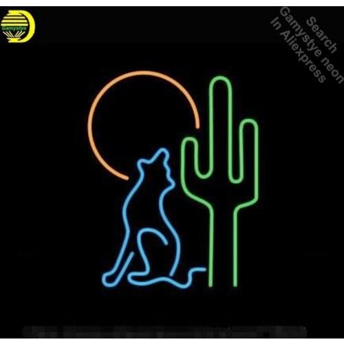 Neon Sign for Desert Wolf Neon Tube sign cactus handcraft Commercial windows Neon Flashlight sign Decorate Beer Bar pub room