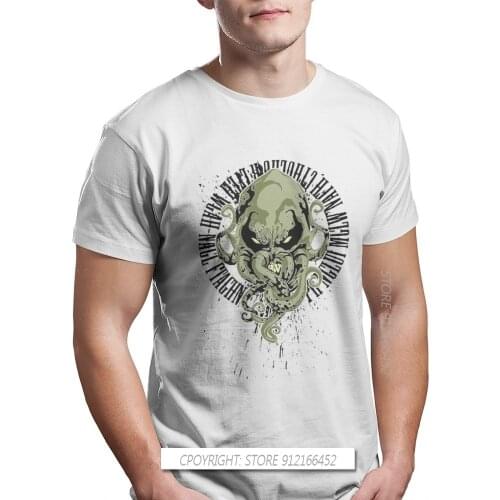 New Summer Ftaghn T-Shirts Cotton Cthulhu Mythos Lovecraft Horror Great Old Ones Fashion Harajuku Men Streetwear
