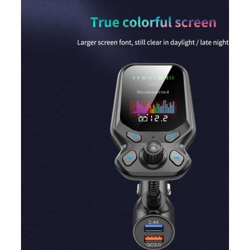 New Bluetooth-compatible 5.0 Car Kit Handsfree FM Transmitter AUX Audio Wireless Car MP3 Player Quick Charge QC3.0 Car Charger