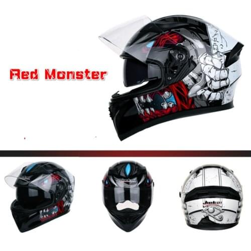 New Stylish Red Monster Four Season Double Shield Motorcycle HELMET DOT ECE Approved Flip Up Motorbike HELMET Motorbikes
