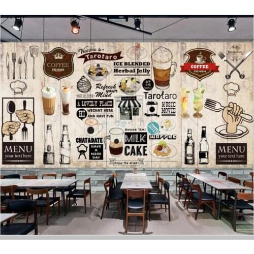 Papel de parede Milk tea coffee dessert shop cafe bar food 3d wallpaper,living room kitchen wall papers home decor