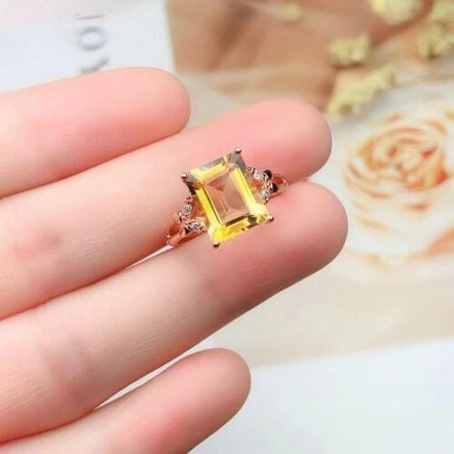 Original New Silver Diamond Natural Citrine Opening Adjustable Ring National Style Retro Small Charm Lady Brand Jewelry