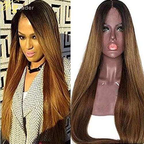 Wigleader Ombre 1b/#4 Human Hair Lace Front Wigs Preplucked Straight 13x6 Lace Frontal Wigs Remy Hair Wigs With Baby Hair