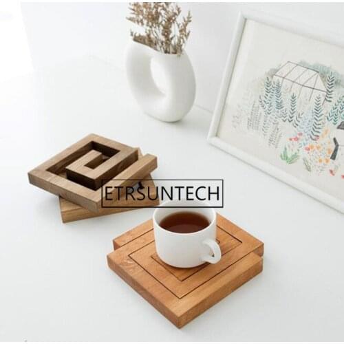 20pcs Wooden Heat Resistant Placemat Creative Natural Wood Coasters Anti-Slip Pot/Bowl Holder Japan Style Cups Stand