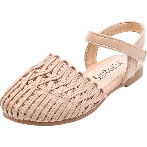 Toddler girl sandals toe cover childrens summer shoes childrens sandals soft sole toe knitting style 21-30