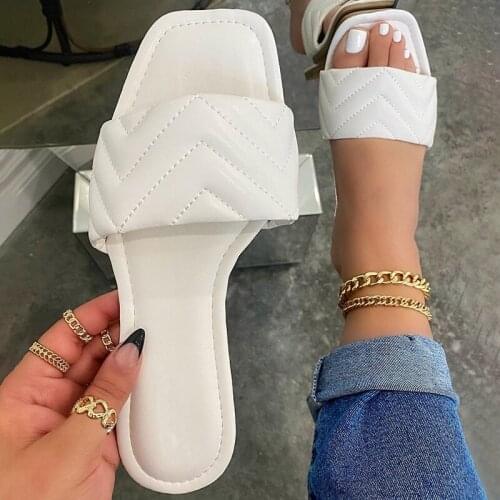 Summer women sandals new square-toe flat soft soled slippers female plus size 43 women sandals