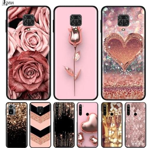 Silicone Cover Love Rose Gold Style For Xiaomi Redmi Note 10 10S 9 9C 9S Pro Max 9T 8T 8 7 6 5 Pro 5A 4X 4 Phone Case
